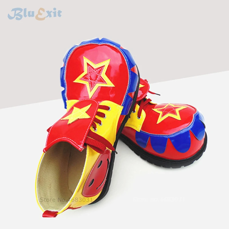 Free Size Clown Cosplay Boots Big Shoes Round Toe Men Women Halloween Party Funny Joker Circus Dress-up Magic Checked Carnival