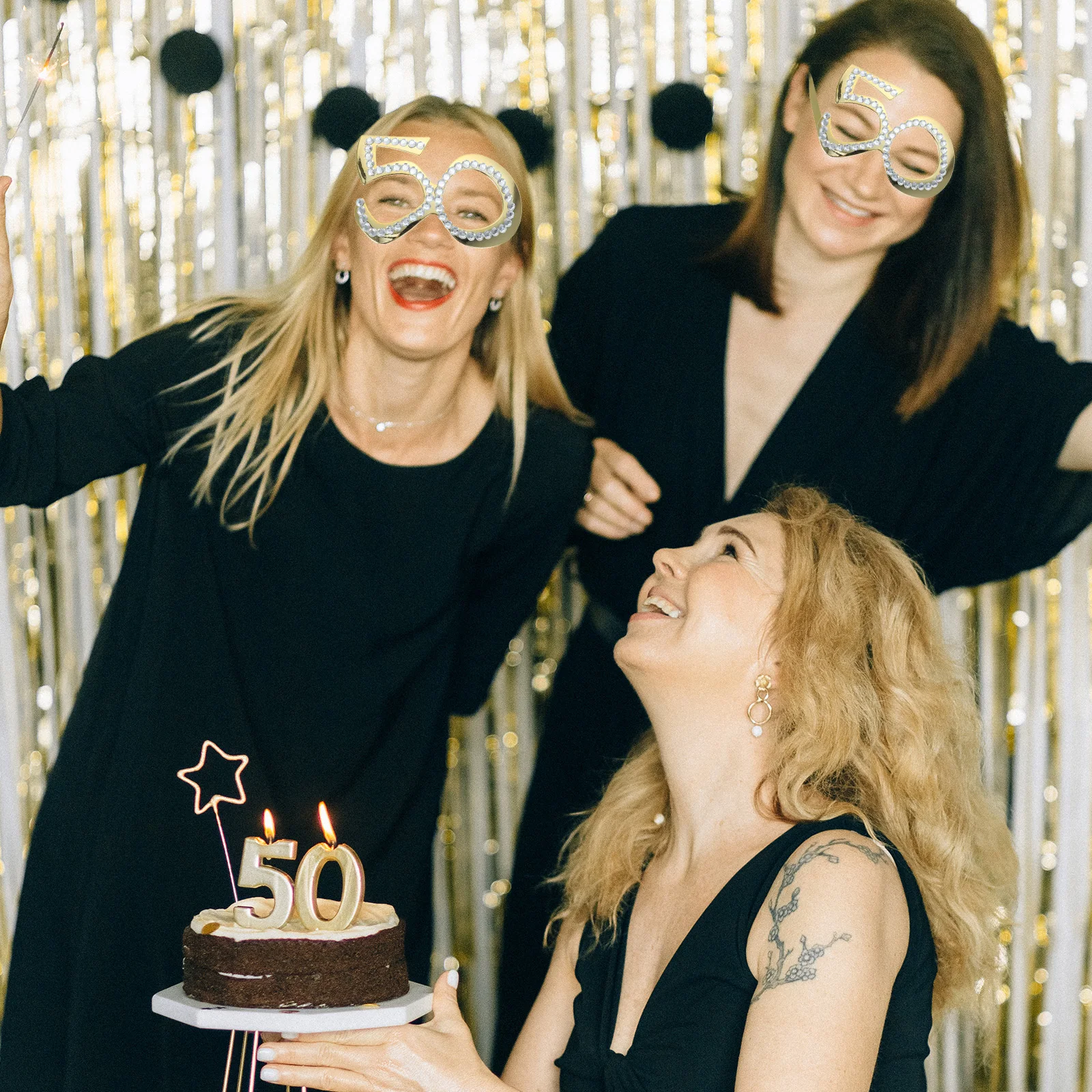 

50th Birthday Glasses for Adults 1 Pair Plastic Party Photo Prop Funny Eyewear Novelty Decoration Anniversary Celebration Supply