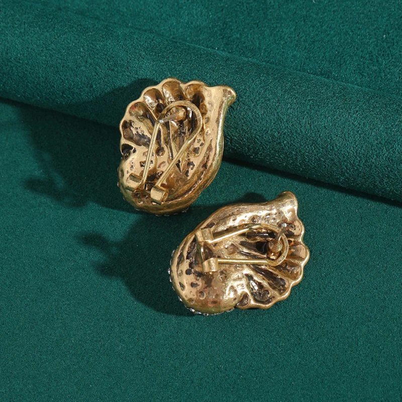 

Vintage 18k Real Gold Color Conch Rhinestone Earrings Woman Elegant Luxury Quality Jewelry Fashion Designer Gift 2025 Trend New