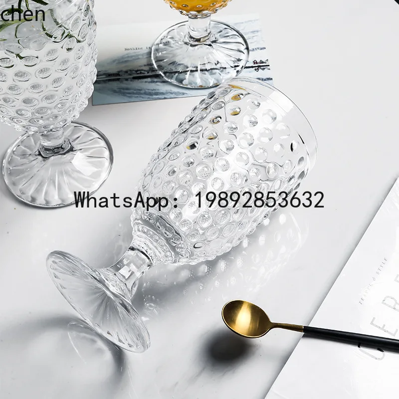 

L28-embossed rivet glass cup - clear glass juice & wine glass set