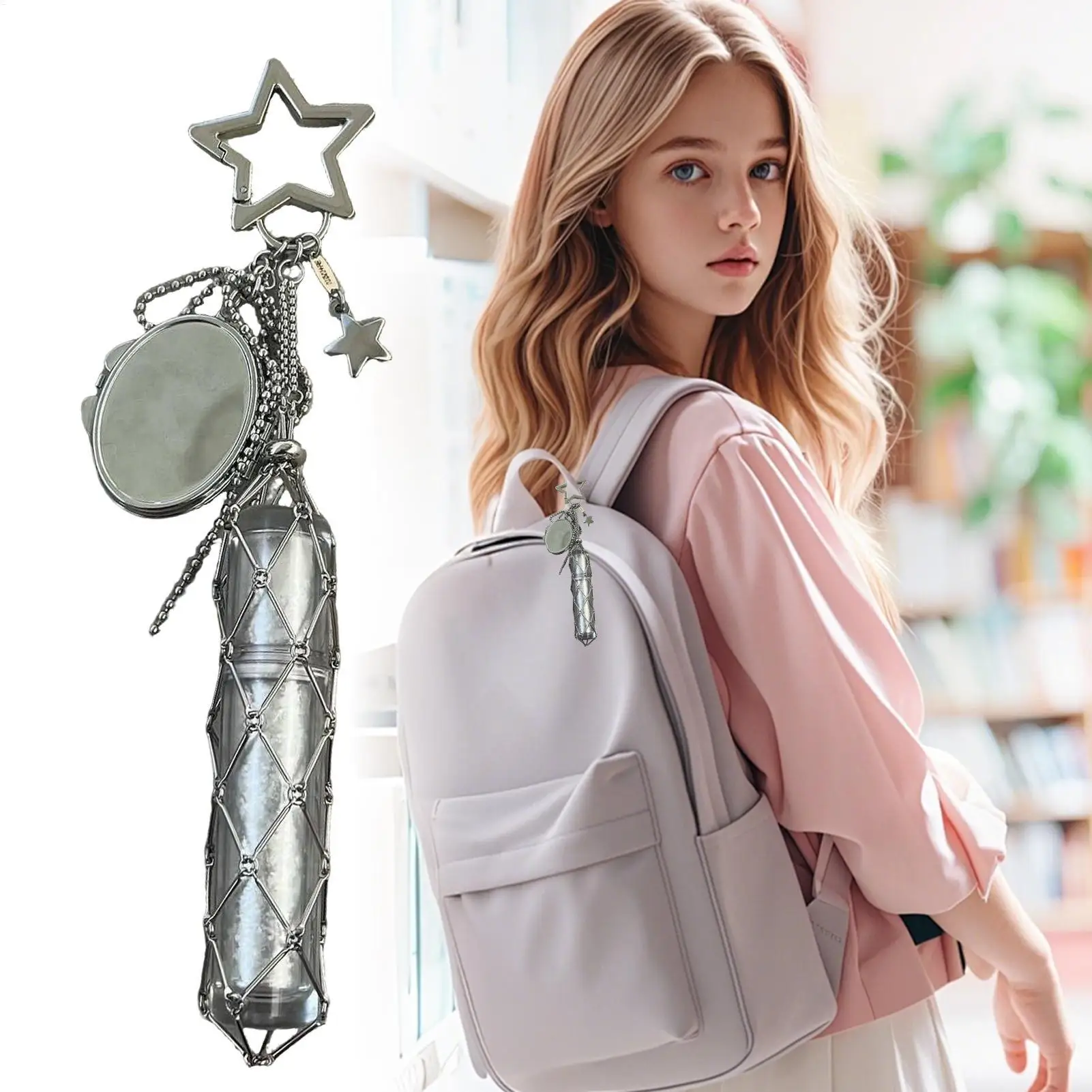 

Брелок для бальзама для губ 2 в 1, брелок для ключей, держатель для бальзама для губ с зеркалом для женщин и девочек, хранение для дома, путешествий, поездок на работу, свиданий