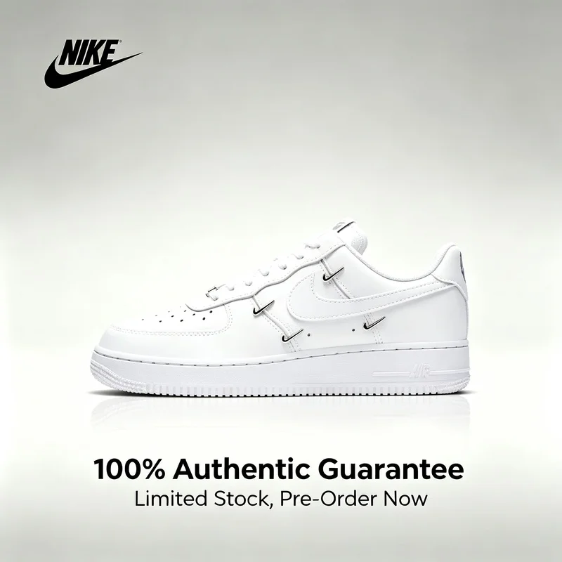 Nike Authentic AF1 07 LX 'Chrome Luxe' Vollnarbenleder Einfarbig Vier Swoosh Low-Top Sneakers Unisex CT1990-100