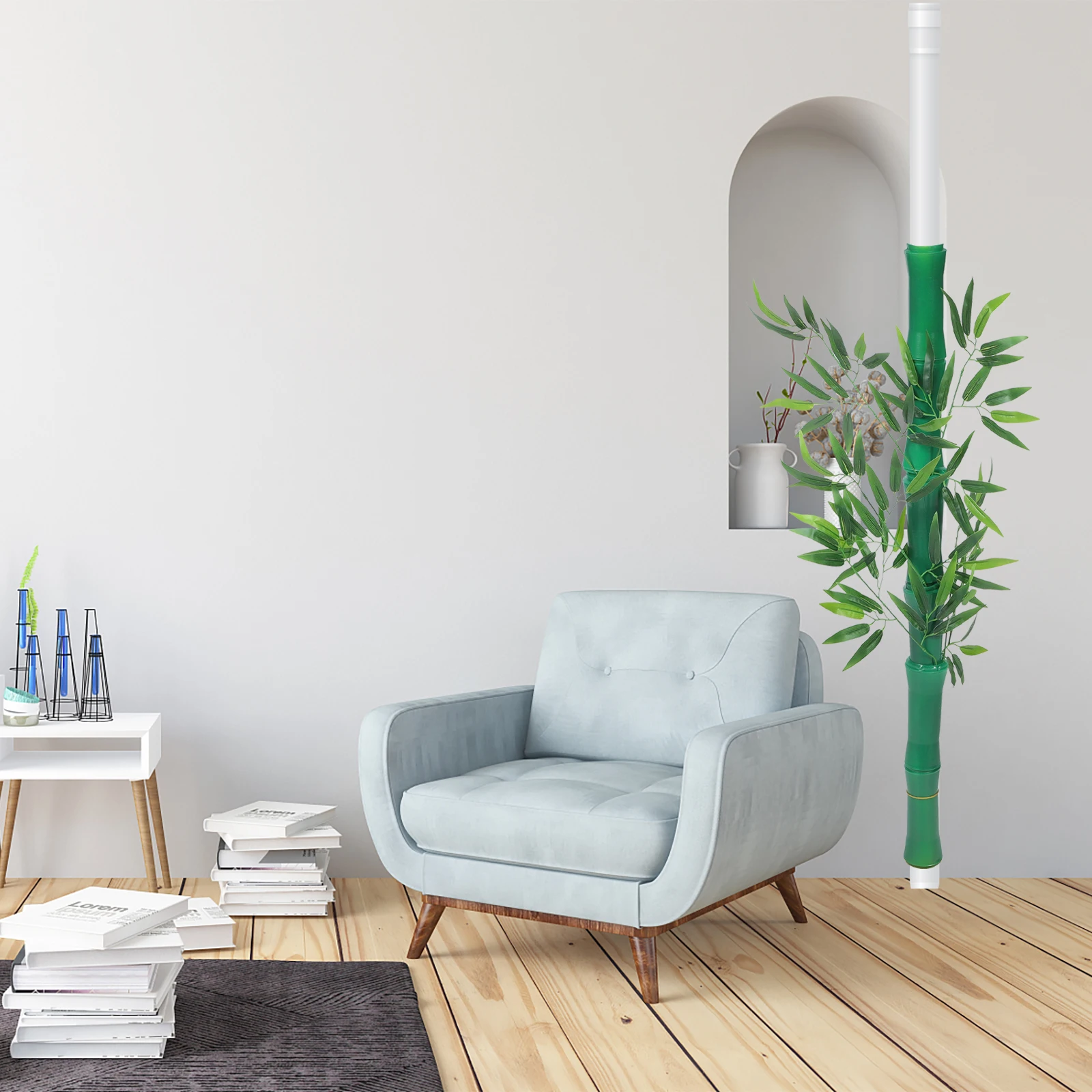 

1Set DIY Sewer Pipe Ornament Fake Bamboo Plant Decor for Kitchen Drain Cover Artificial Tube Greenery Simulation Branches