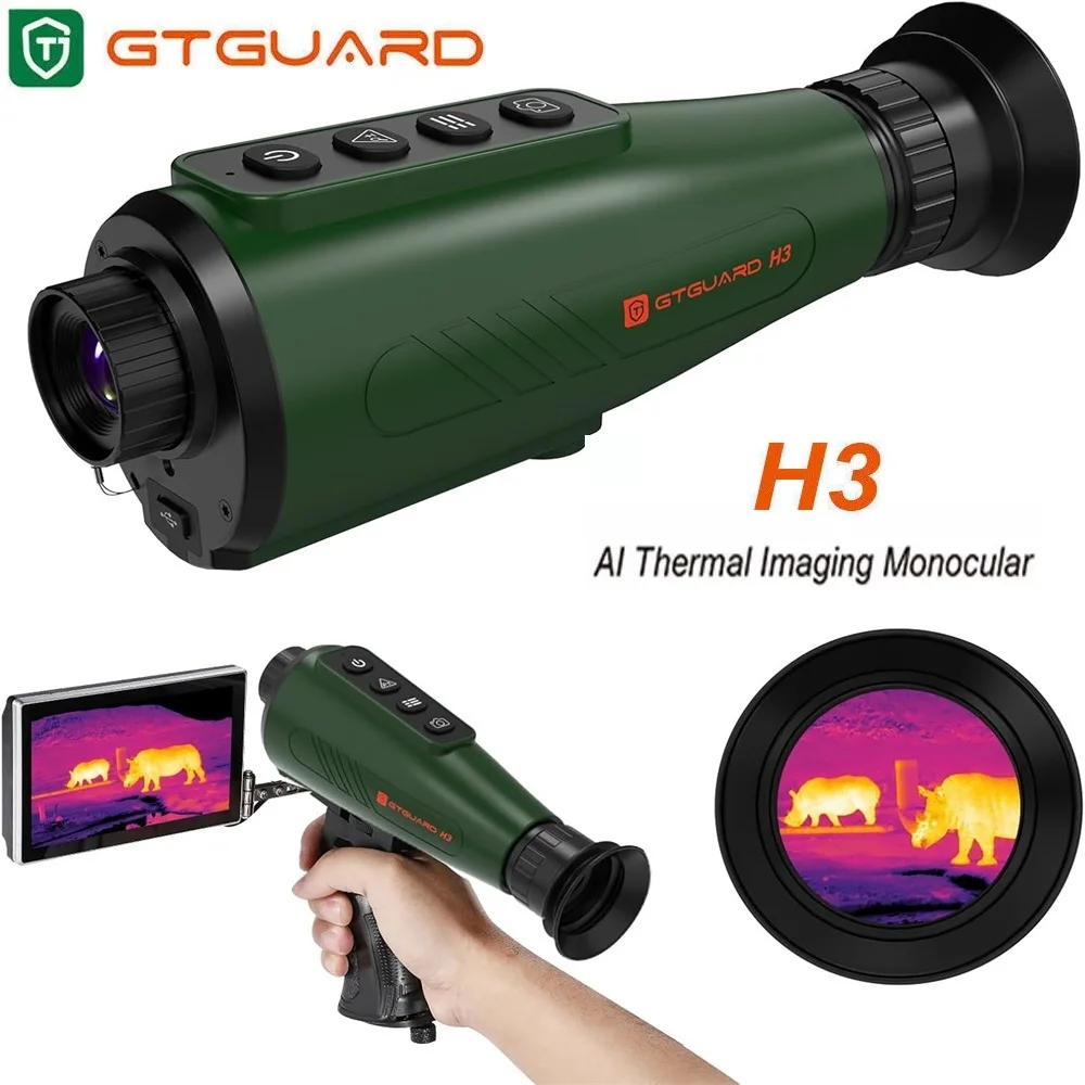 GTGUARD-gafas de visión nocturna para exteriores, Monocular de mano, telescopio de imagen térmica, Ai, 384x288, cámara térmica infrarroja HD