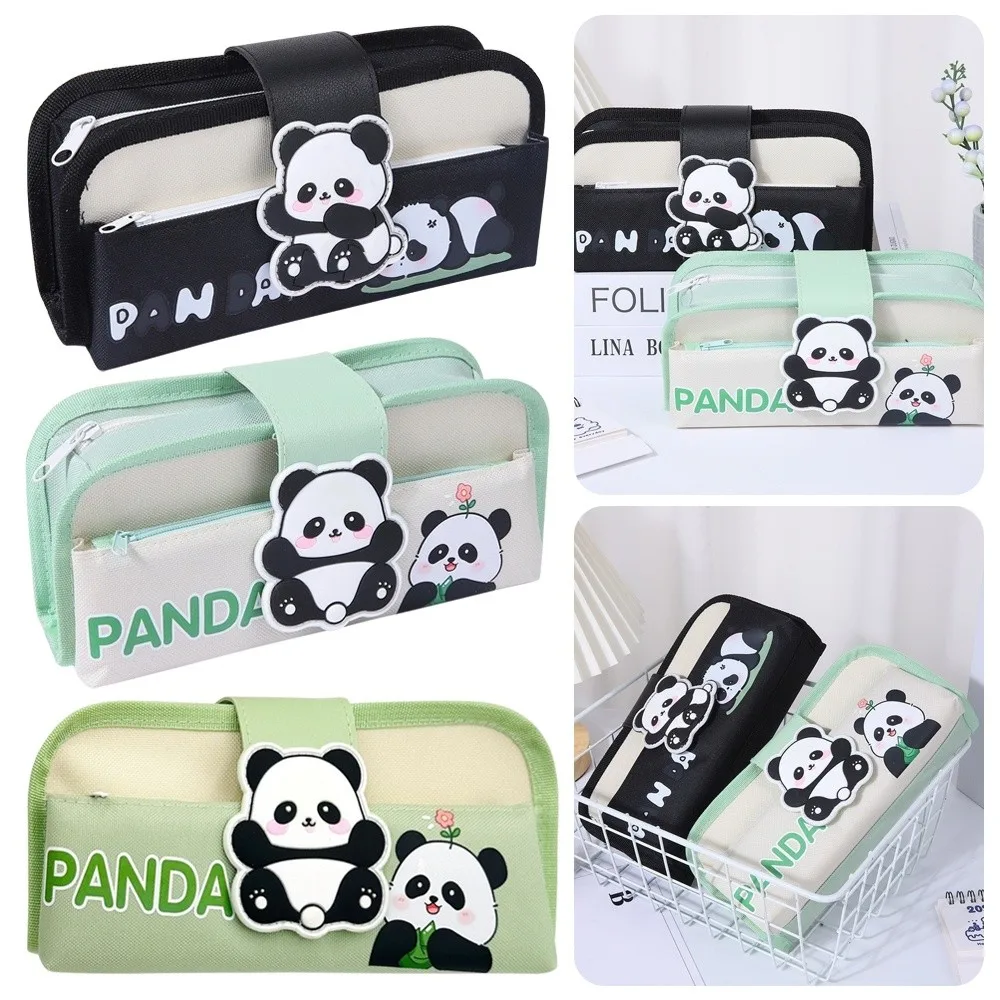 

Panda Pen Bag Oxford ​​Multilayer Stationery Bag ​​Large Capacity​​ ​​Desktop Storage Pencil Case School Office Supplies