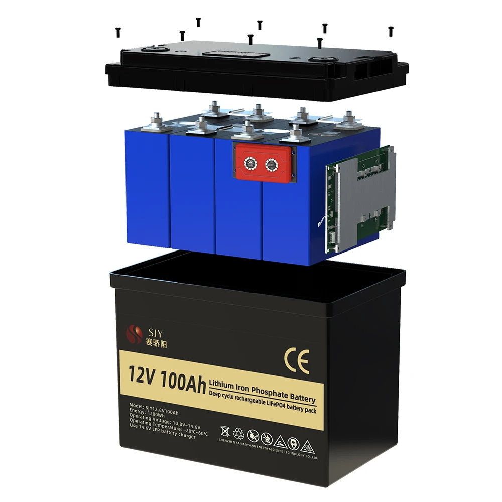 Akumulator litowy LiFePO4 1280Wh 12V 100Ah z Bluetooth i aktywnym wyrównywaniem, akumulator trakcyjny z BMS 100 A, do systemów solarnych i zasilania pojazdów kempingowych/wózków widłowych — 2