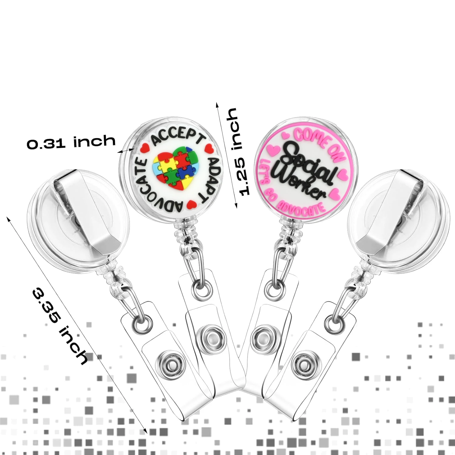 Social Worker Badge Reel, Retractable ID Holder Gift for BSW MSW DSW LCSW Appreciation Coworker Volunteer