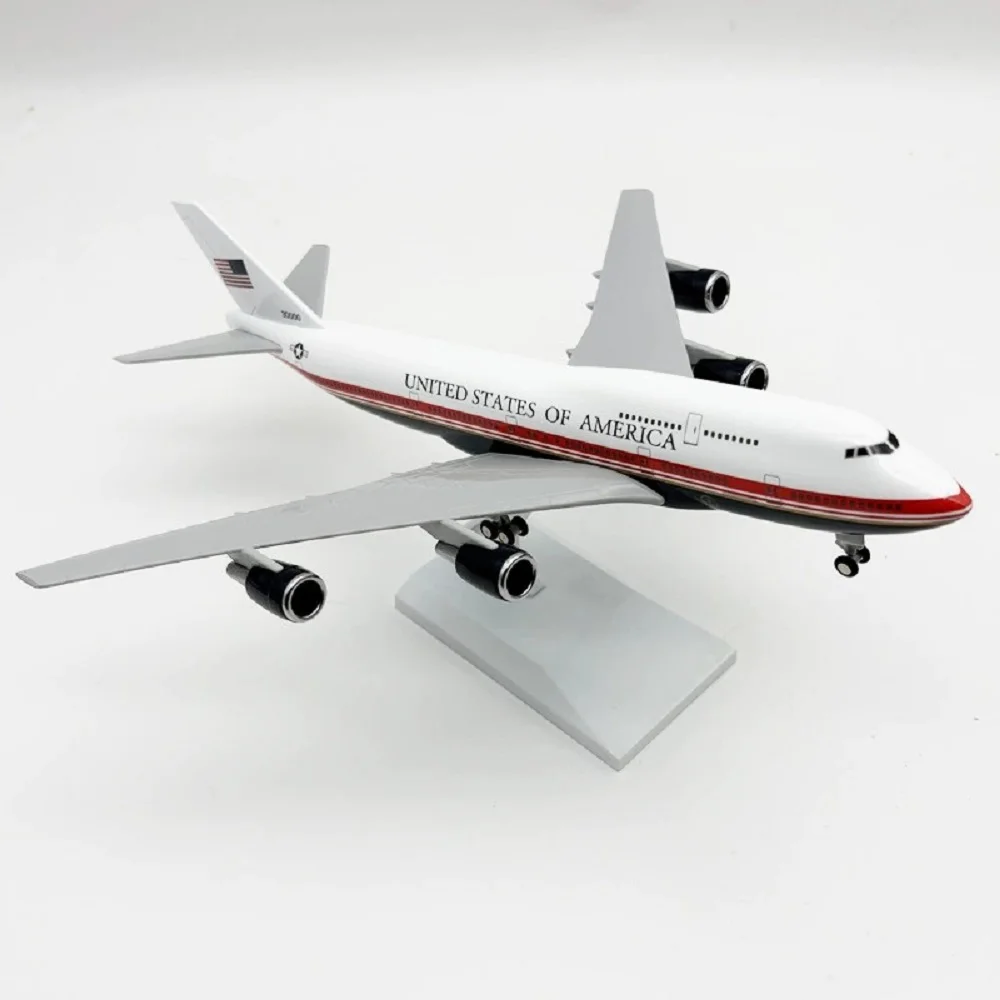 30cm Planes model American Air Force One B747 Resin Miniature Airplane With Stand & Wheel Static Collection Display Gift