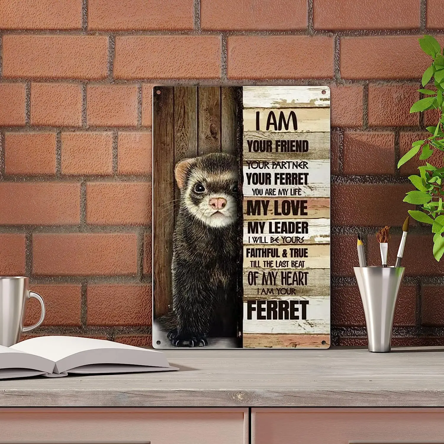 Metal Tin Sign Vintage Ferret Your Friend Best Animal Lovers Retro Home Coffee for Home, Living Room, Garden, Bedroom,