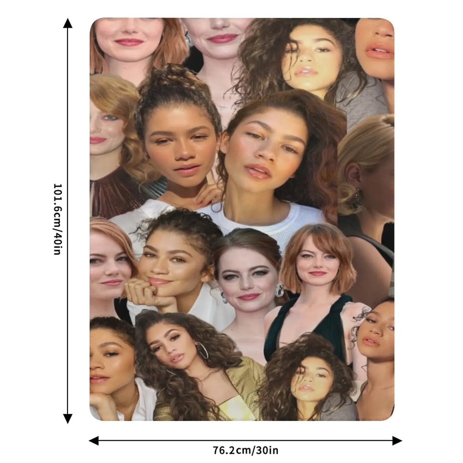 إيما ستون آند زندايا كولاج رمي بطانية سرير منقوشة للأريكة المزخرفة بطانية أشعث