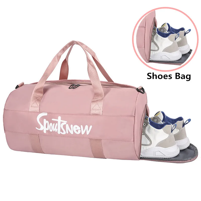 Bolsa De gimnasio negra con lentejuelas para mujer, bolso deportivo impermeable con compartimento para zapatos, para entrenamiento físico, Yoga,