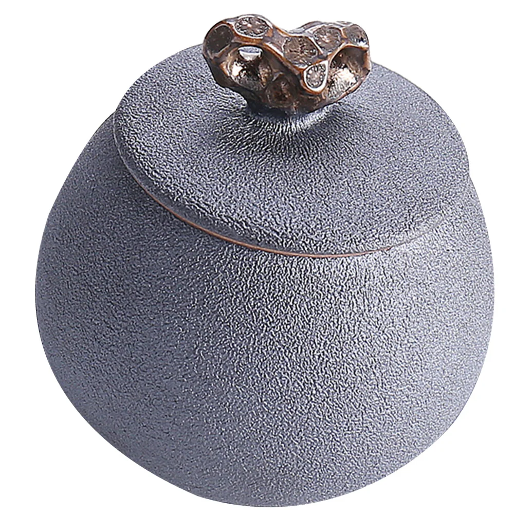

Black Vintage Ceramic Tea Canister Sealing Storage Jar Creative Tea Holder for Home Restaurant Candy Sugar Container