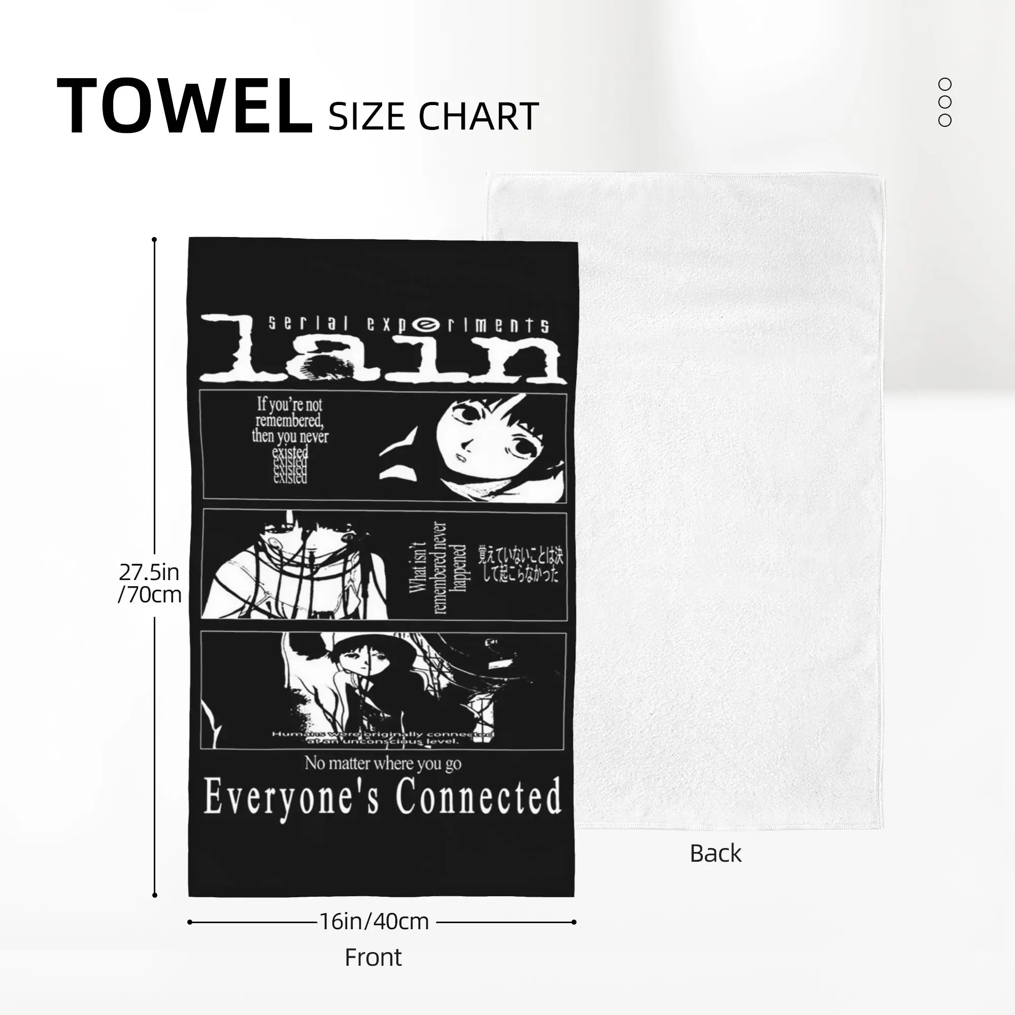 Custom Serial Experiments Lain Soft Face Towel Quick Dry Pool Bath Cotton Towels Absorbent