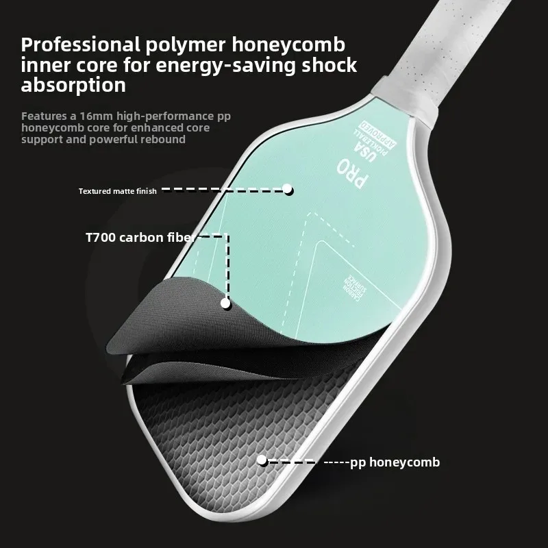 Carbon Fiber Pickleball Paddle T700 16mm USAPA Approved Pickleball Racket PP Honeycomb Core Non Slip Grip