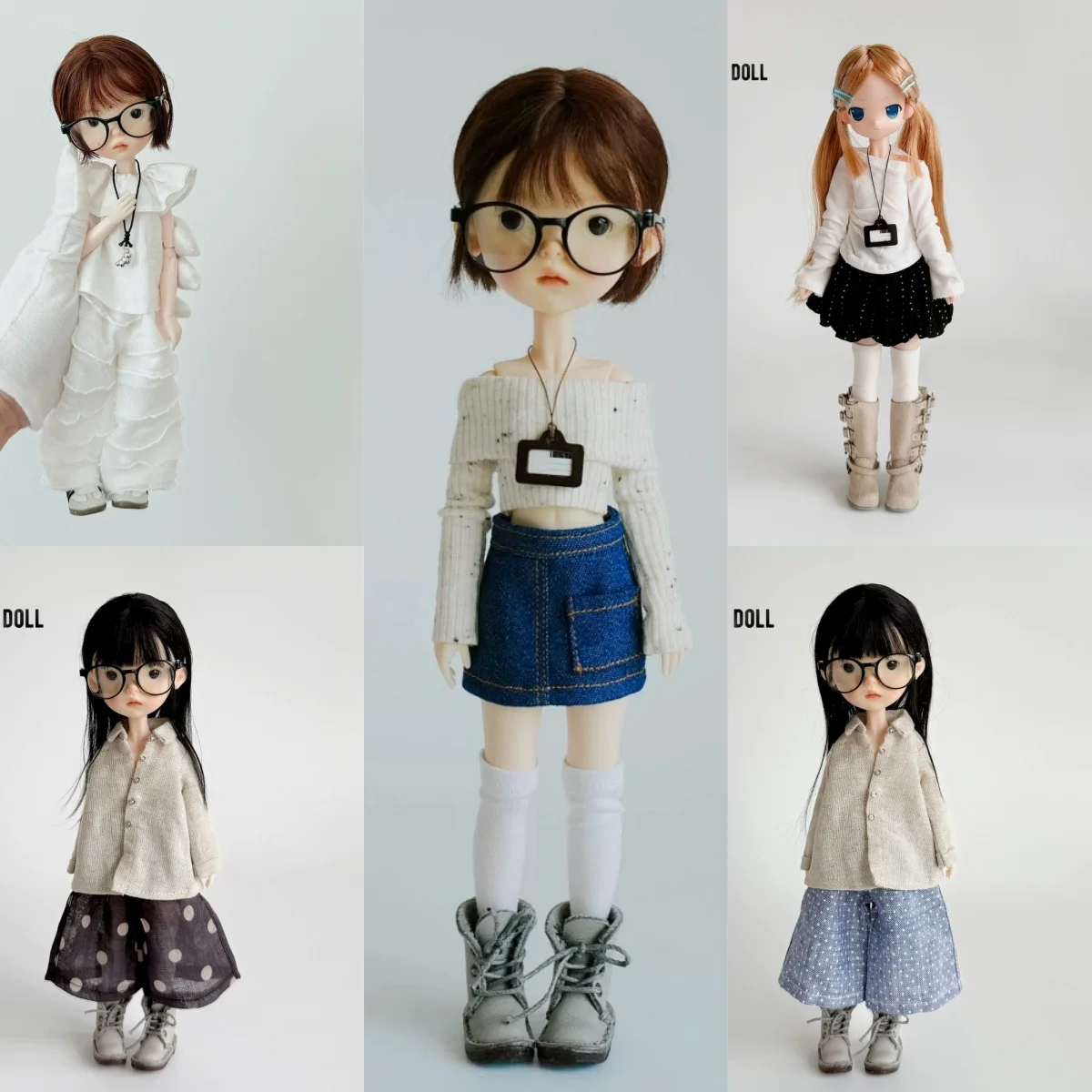 

【Clothing Only】Pre-sale Female Doll's Clothing Accessories Denim Mini Skirt Linen Culottes Fit Girl Action Figure For OB22 Blyth