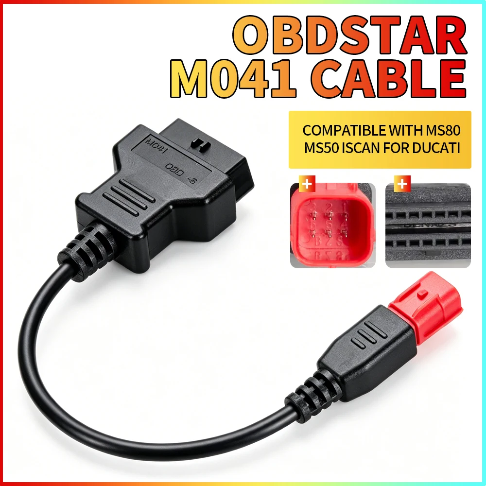 Кабель OBDSTAR M041 для мотоциклов Ducati 2019- (Евро V) для настройки приборной панели MS80, MS50 и ODOMaster, 16-контактный OBD на 6-контактный разъем