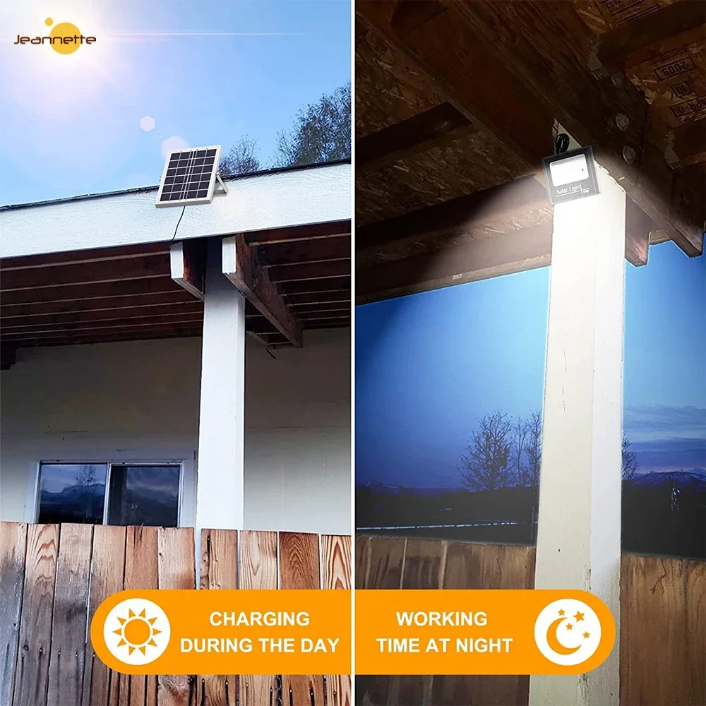 Luz LED de energía Solar para exteriores, foco impermeable de 100W, lámpara de inundación, proyector, accesorio de iluminación