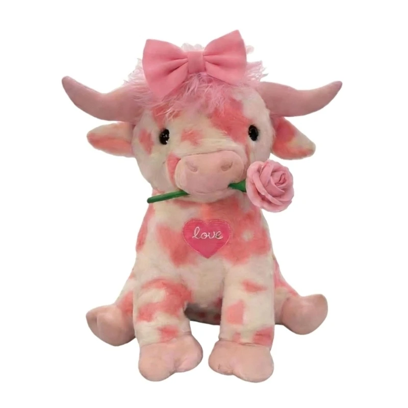 Sweet Pink Cow, Pink Cow Plush toy, Lover's Day doll 15UB