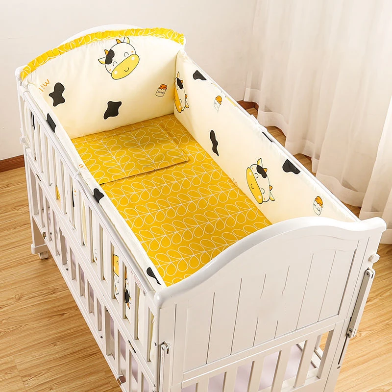 5 pz/set culla in cotone per bambini Set Surround paraurti lenzuolo quattro stagioni Set biancheria da letto per culla anticollisione neonato