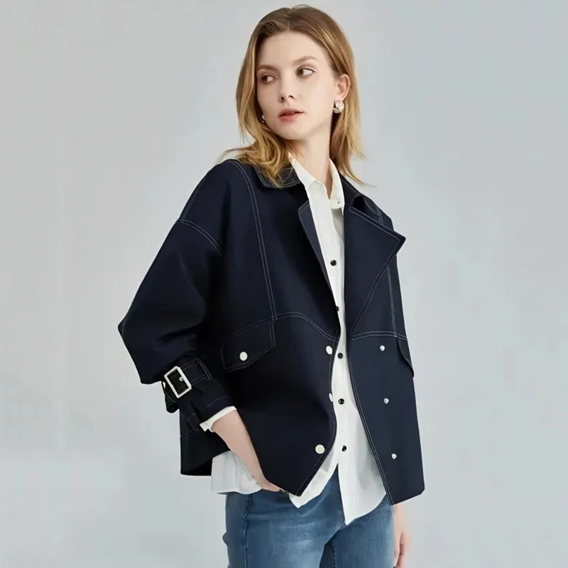 

2023NewSpring Autumn Trench Jacket Women Fashion Loose Single-Breasted Windbreaker Coat Female Casual Basic Overcoat Ladies Tops