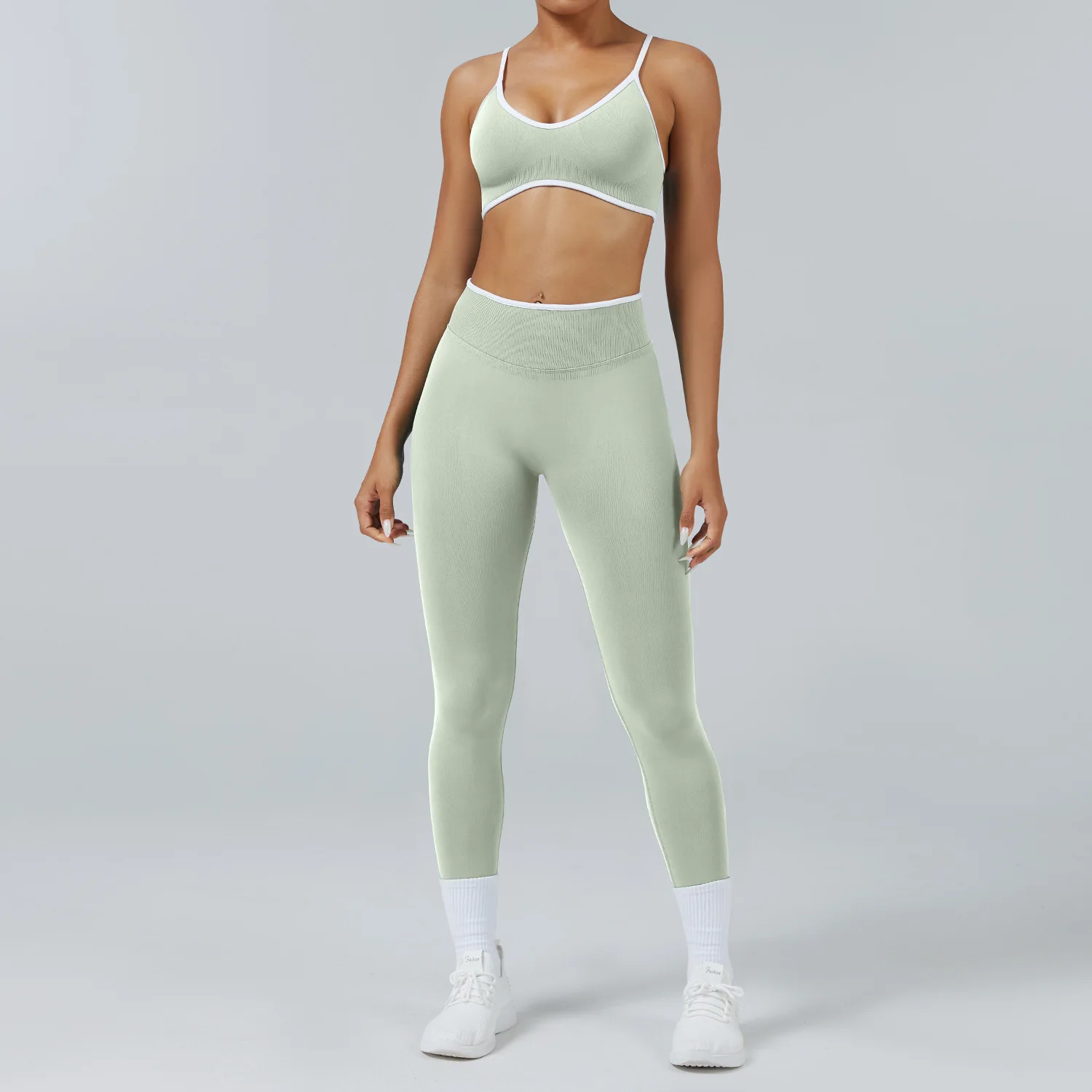 

2PCS High Waist Leggings Fitness Clothing Seamless Gym Outwear Yoga Sports Bras Suit Women's Running Speed Yoga Set Sports Suit