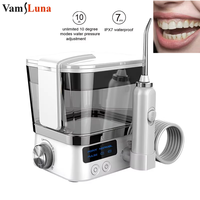 Portable Water Flosser 600ML Oral Irrigator - 10 Pressure Settings with 4 Jet Tips - Electric Dental Water Jet for Teeth