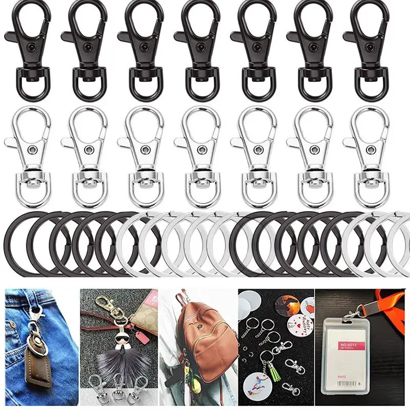 

10/30 Pairs Swivel Clasps Lanyard Snap Hooks with Key Rings Key Chain Clip Hooks Lobster Claw Clasps for Keychains Jewelry DIY