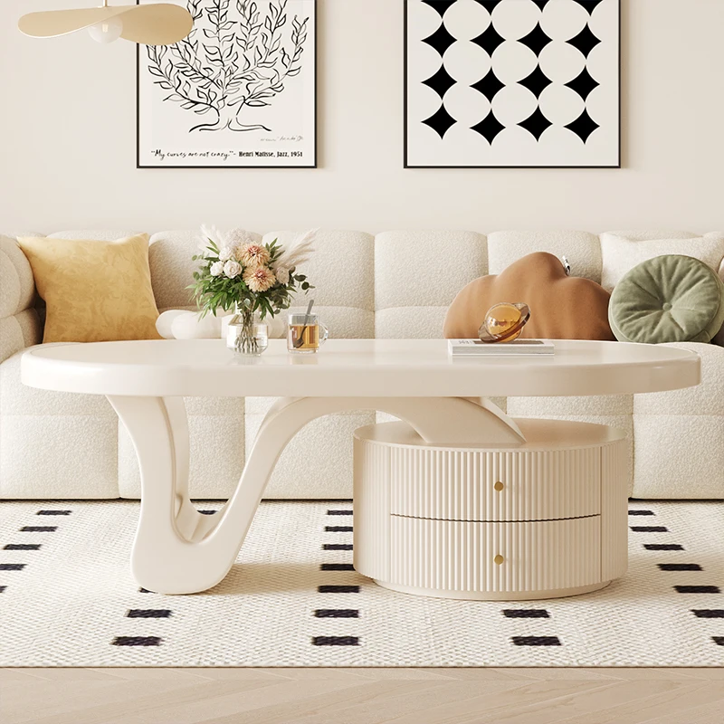 

Cream style French coffee table personalized edge table modern simple coffee table designer solid wood living room household sma