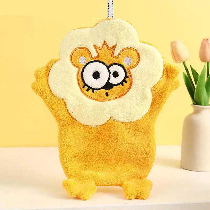 Toddler Hand Towel Animal Microfiber Coral Fleece Absorbent Hand Towel Quick Dry Super Soft Hand Dry Towels With Loop For Home