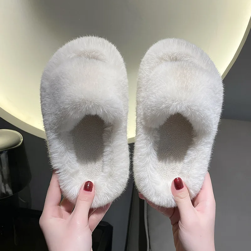 Girls Slippers Open Toe Children Furry Floor Shoes Solid Color Warm Indoor Home Cotton Slippers Soft Sole Anti Slip Kids Shoes