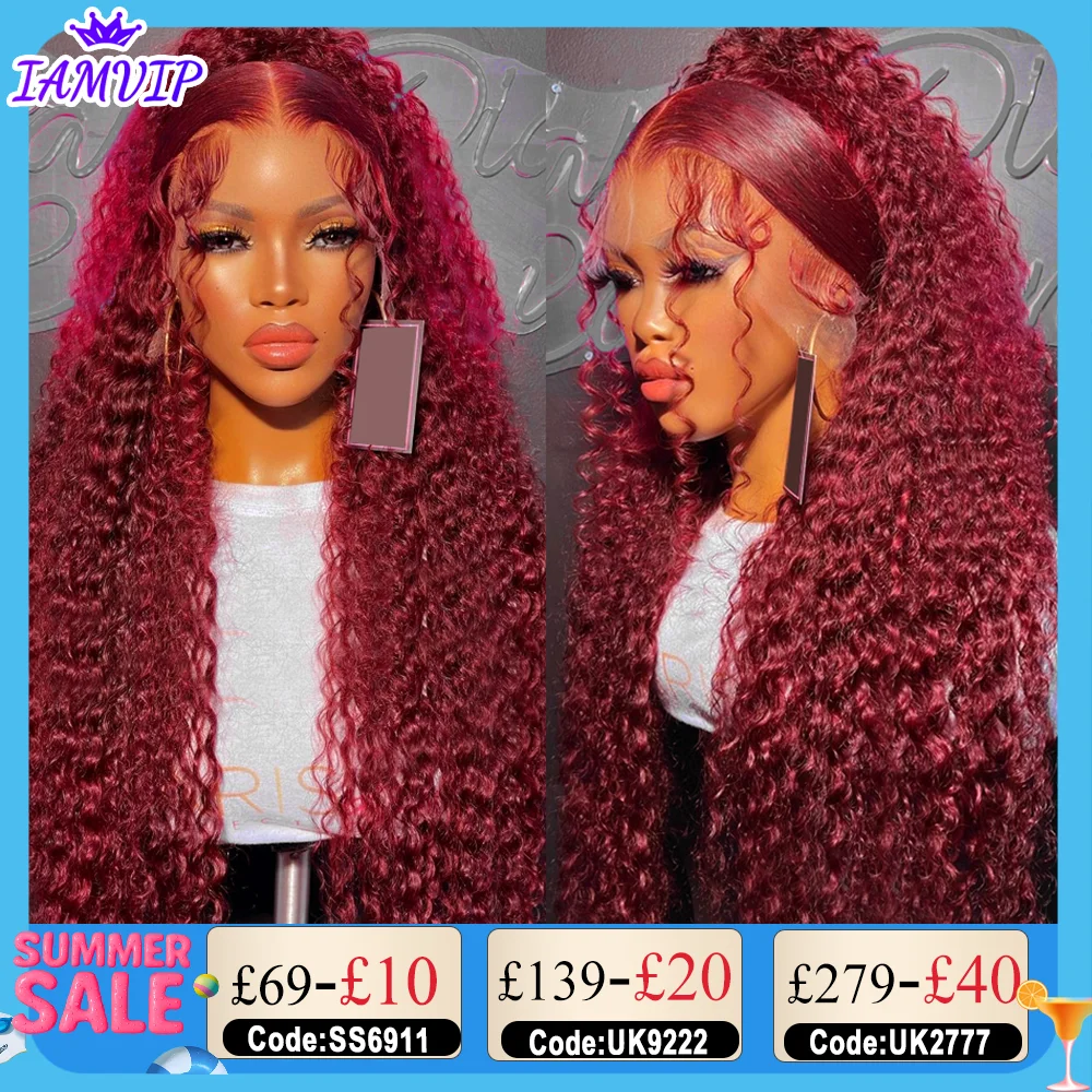 

13x4 13x6 Hd Transparent Lace Frontal Wigs Human Hair For Black Women Deep Remy Human Hair 99j Burgundy Lace Wig Pre Plucked