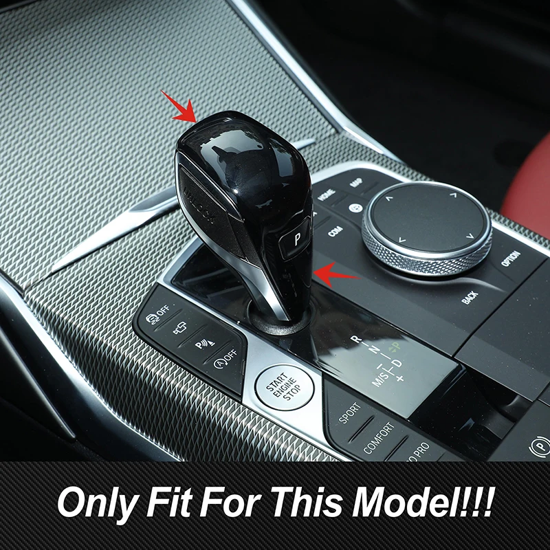 Car Console Gear Shift Handle Head Decoration Cover Trim For BMW 3 Series G20 2020-2022 Carbon Fiber Color Interior Accessories