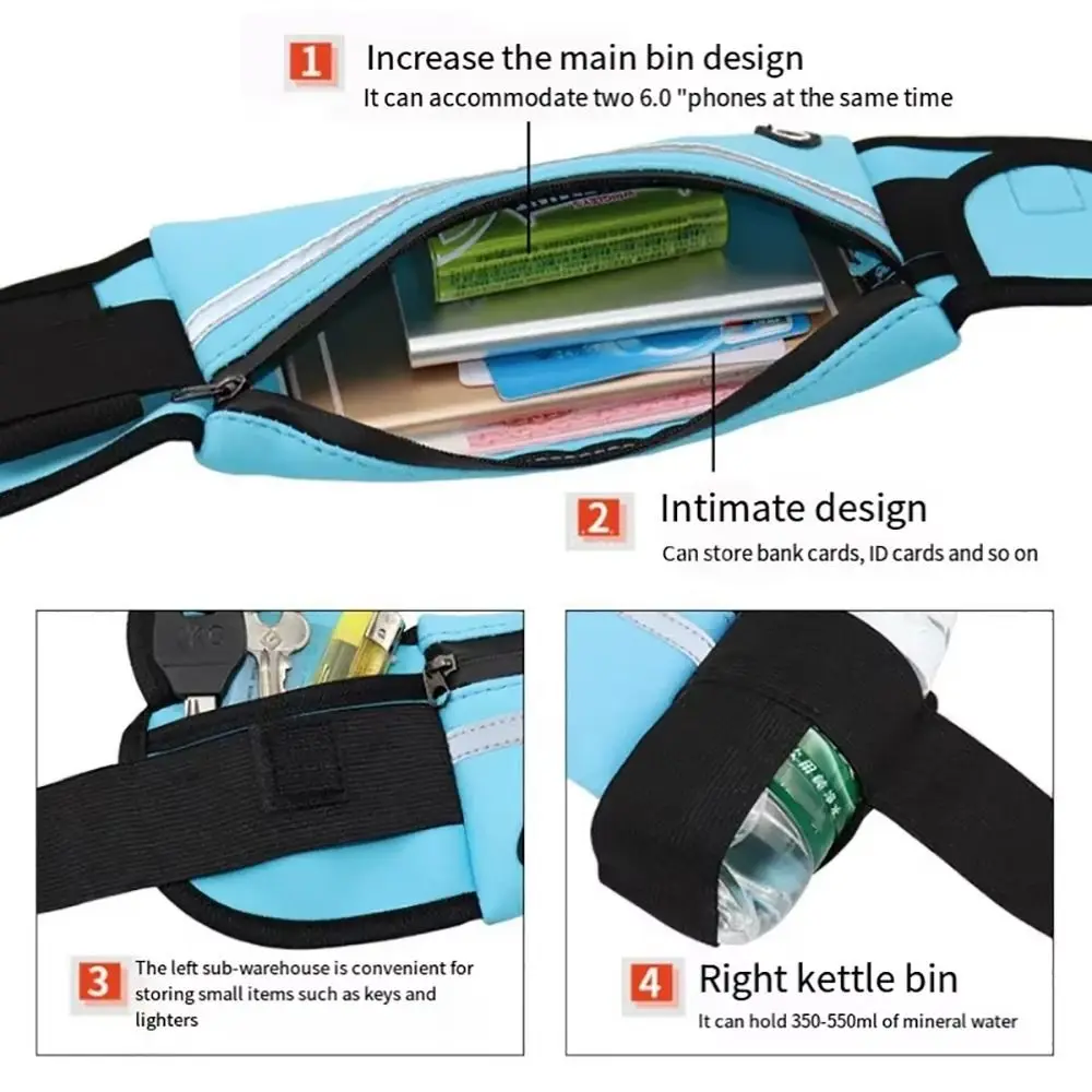 1Pcs New Portable Running Waist Bag Waterproof 20x10cm Run Cycling Belt Bag Sports Fanny Pack Gym