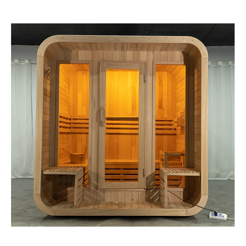Traditional Outdoor 5 Person Combined Garden Sauna Square Wooden Sauna and Steam Room