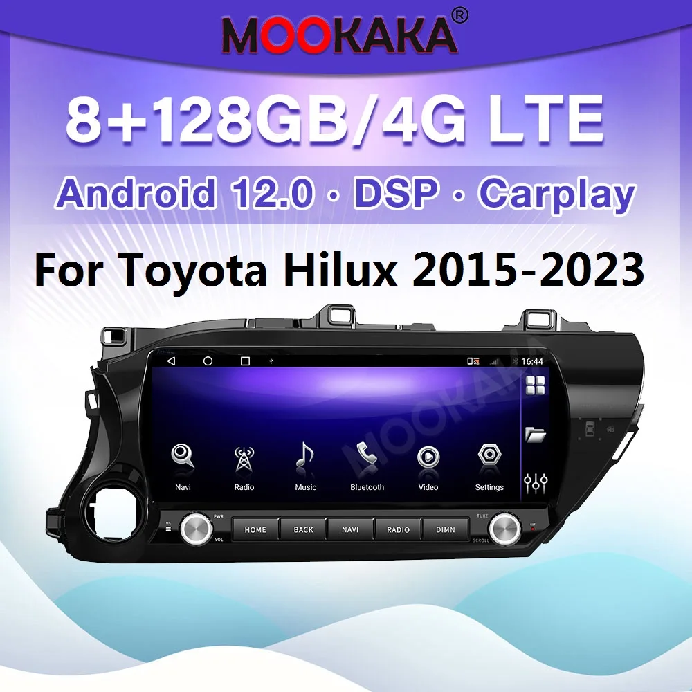 

12.3 Inch Car Radio For Toyota Hilux 2015-2023 Wireless Carplay Android Auto Multimedia Player GPS Navigation DSP Stereo Screen