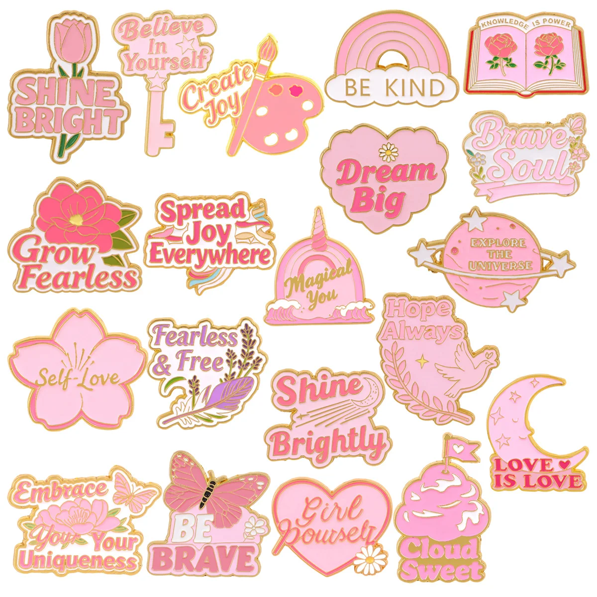 

Mix 5pcs/set Lovely Pink Series Enamel Pin Flowers Brooches For Lapel Pins Badge on Backpack Accessories Fashion Jewelry Gifts