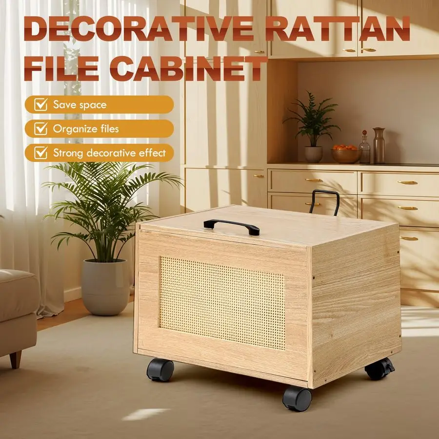 صندوق منظم الملفات المعلق مع غطاء خزانة الملفات الخوص المتدحرجة للمكتب المنزلي للحجم القانوني للرسالة #6