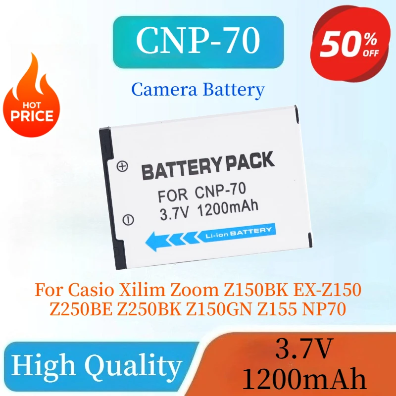 

New CNP-70 3.7V 1200mAh Replacement Camera Battery For Casio Xilim Zoom Z150BK EX-Z150 Z250BE Z250BK Z150GN Z155 NP-70 NP70