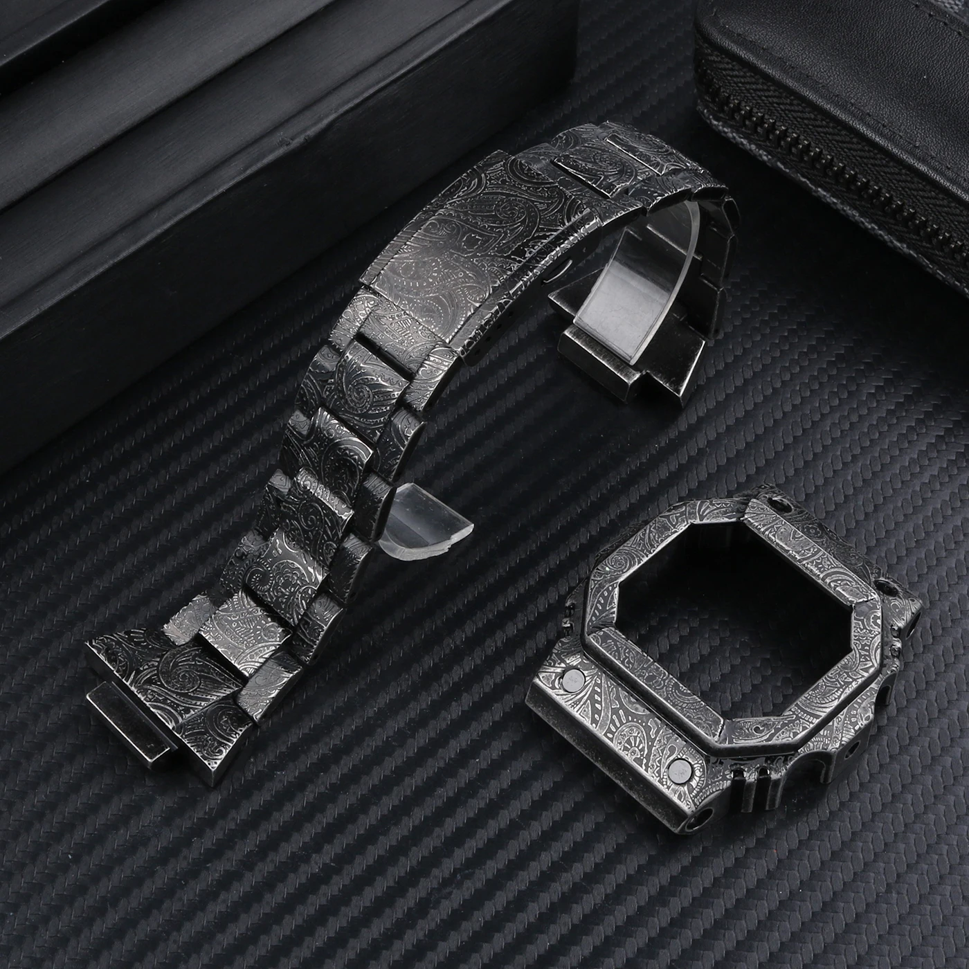 GX-56 المعادن حزام (استيك) ساعة + غلاف فولاذي ل كاسيو G-SHOCK GX-56 ريترو بيزلي الفولاذ المقاوم للصدأ مجموعة مقاوم للماء مجموعة نحت أسود #2