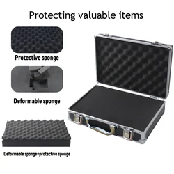 1pc Portable Aluminum Toolbox Safety Equipment Tool Box Instrument Case Storage Box Metal Briefcase Shockproof Aluminum Suitcase