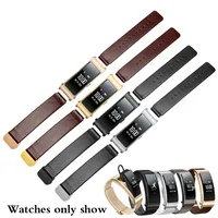 Quick Release Soft Calf Leather Strap Striped Watch Band for HUAWEI B2 B3 B5 B6 Series smart 15 16mm 18mm Genuine Leather Strap