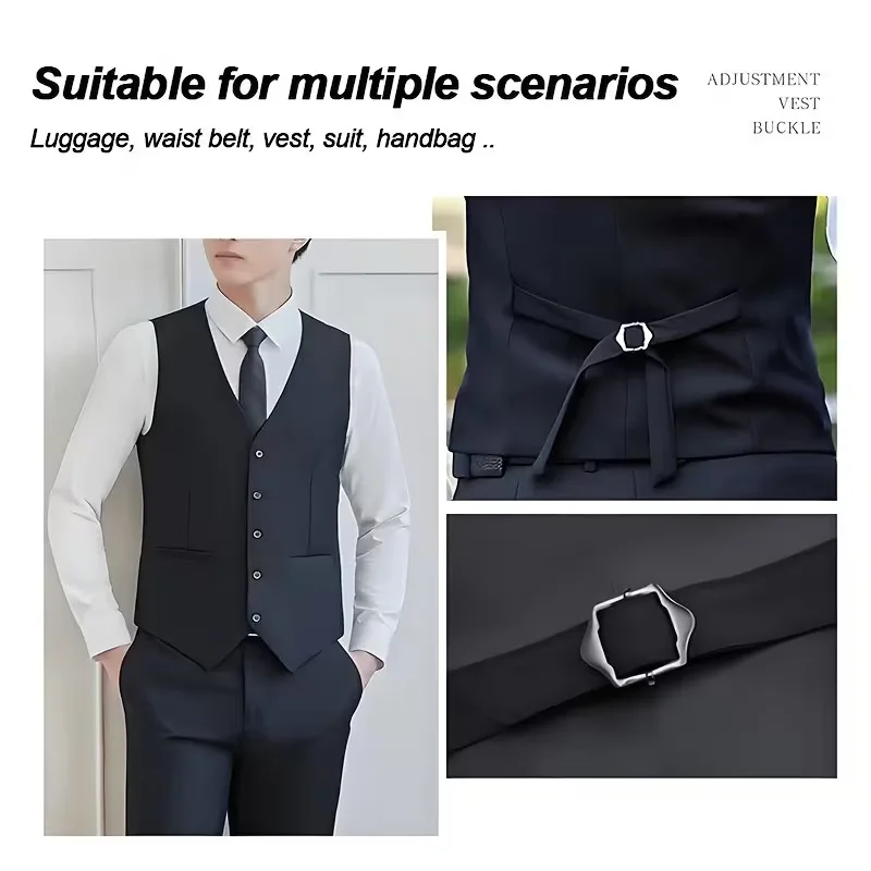 3 Stück Westenschnallen, Metall-Westenschnalle, Schiebeschnalle, Doppelstift, sechseckig, für Anzug, Gürtel, Taschen, Kleidung, DIY-Zubehör