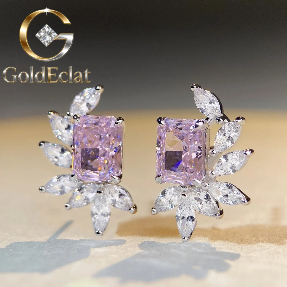

GoldEclat Luxury white gold solid platinum PT950 Earrings for Women Raydean Earrings Ice Flower Cut Diamond Earrings