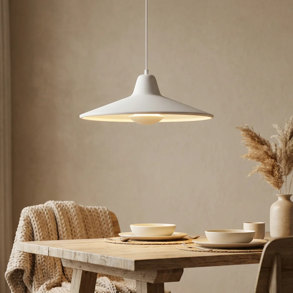 Minimalist Cream Style LED Pendant Light – Modern Bauhaus Matte Hanging Lamp for Dining Room & Kitchen Island | High-End Designe
