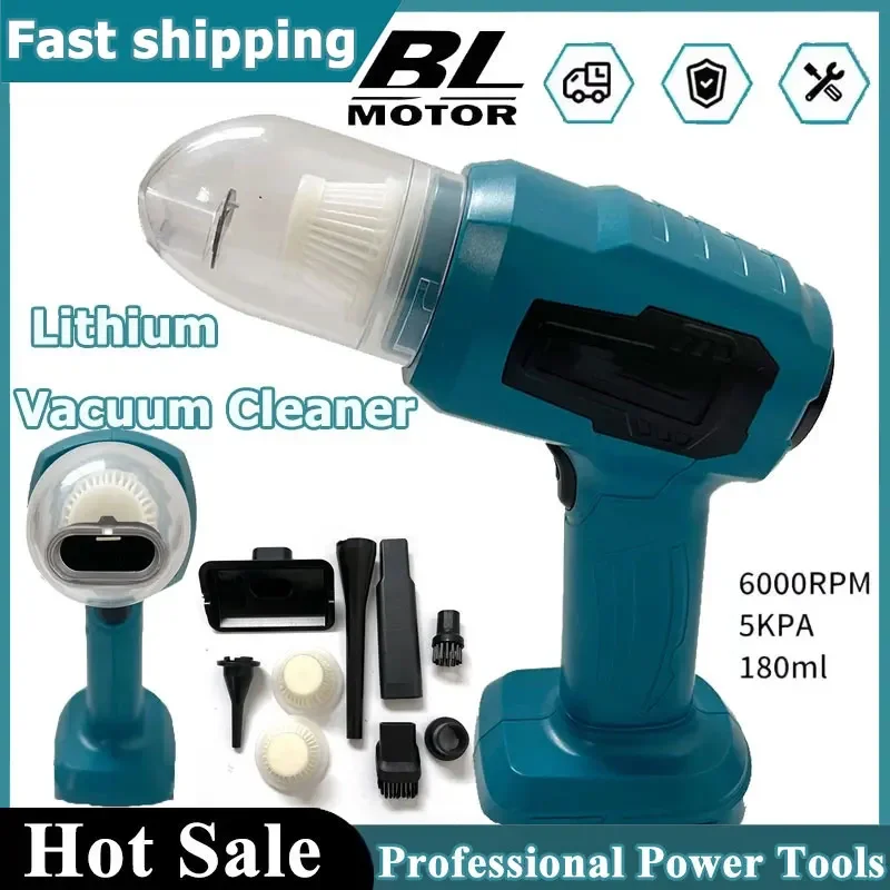 강력한 흡입력 미니 전기 진공 청소기 무선 핸드헬드 가정용 청소기 블로워 7개의 노즐 포함 마키타 18V 배터리 호환