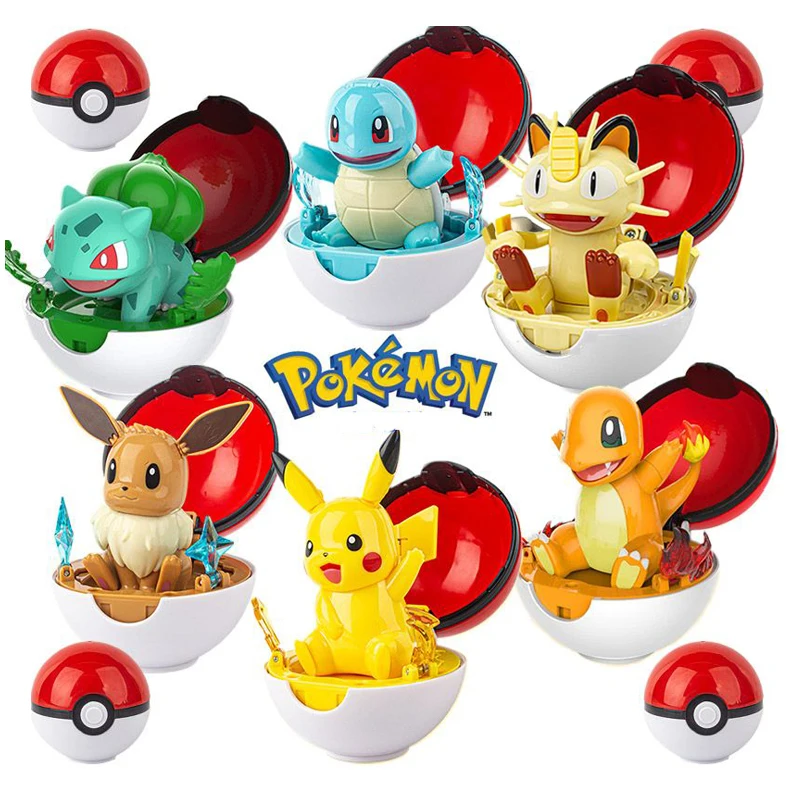 Pokemon Pikachu Figure Pokeball Retractable Toys Pocket Monster Elf Ball Anime Figure Model Doll Kids Christmas Gifts