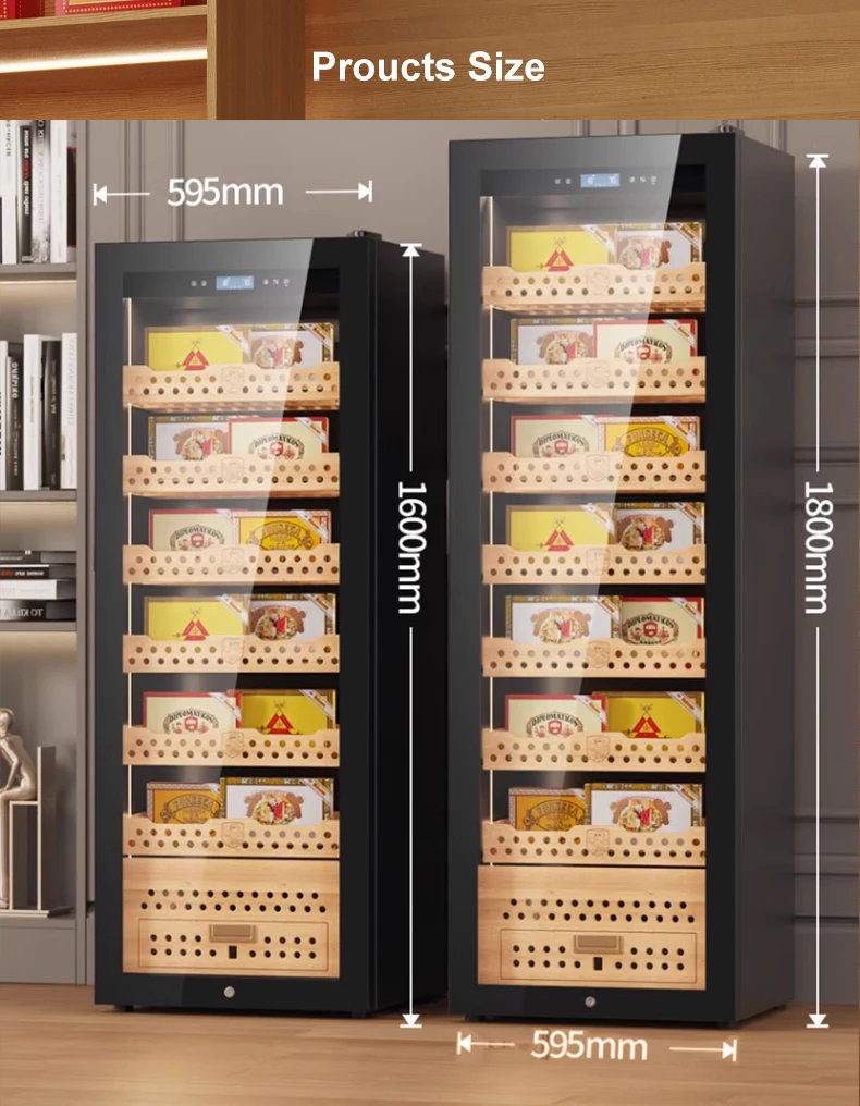 Electric Cigar Humidor Humidity Control Beech Wood Shelves Cigar Refrigerator Humidor