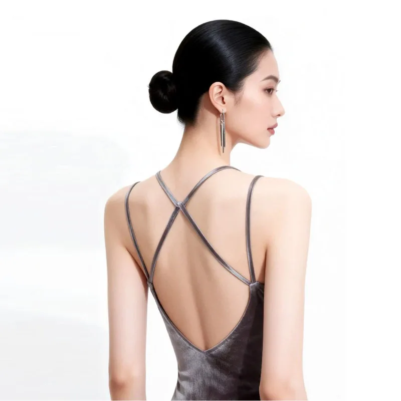 Ballet Dance Leotard for Women Advanced Elegance Cross back beautiful suspender velvet Gymnastics Girls' Bodysuit Yoga Clothes