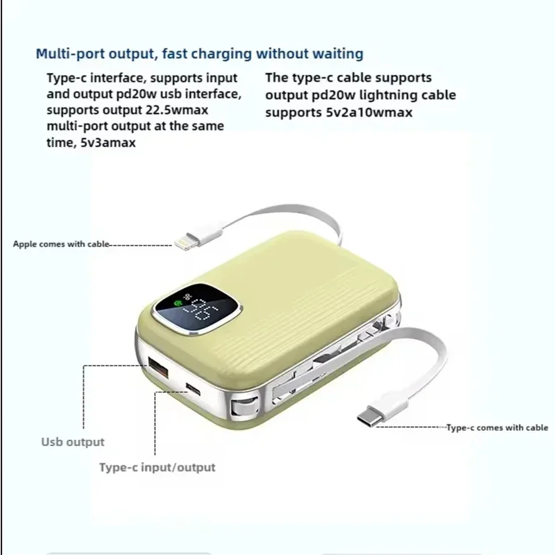 جديد 22.5 وات متوافق مع مصدر طاقة متنقل 10000 مللي أمبير في الساعة 20000 مللي أمبير في الساعة بنك طاقة محمول مزدوج السلك مناسب لهاتف iPhone Huawei Xiaomi