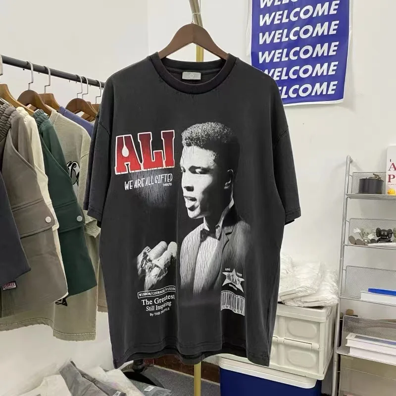 High Street Black Ali Legend Boxer T Shirt Best Quality Summer Mens Womens Digital Print Character T Shirt Tops